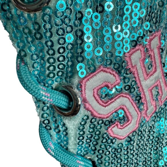 Shane Justin 20 Teal Sequin Bodycon Lace-Up Dress S Polyester/Spandex - Picture 12 of 12